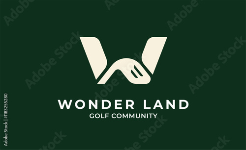 Monogram logo design initial W and Golf. Golf ball, golf stick and sport typography concept. Club and community template design. Club and community template design.