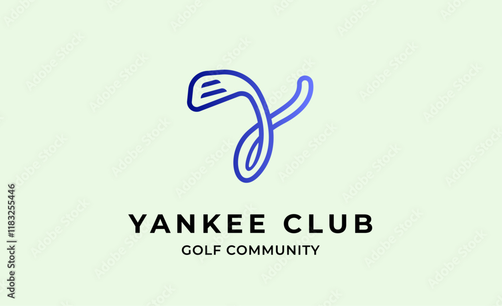 Obraz premium Monogram logo design initial Y and Golf. Golf ball, golf stick and sport typography concept. Club and community template design. Club and community template design.
