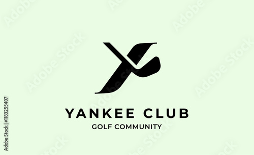 Monogram logo design initial Y and Golf. Golf ball, golf stick and sport typography concept. Club and community template design. Club and community template design.