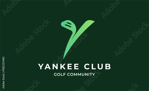 Monogram logo design initial Y and Golf. Golf ball, golf stick and sport typography concept. Club and community template design. Club and community template design.