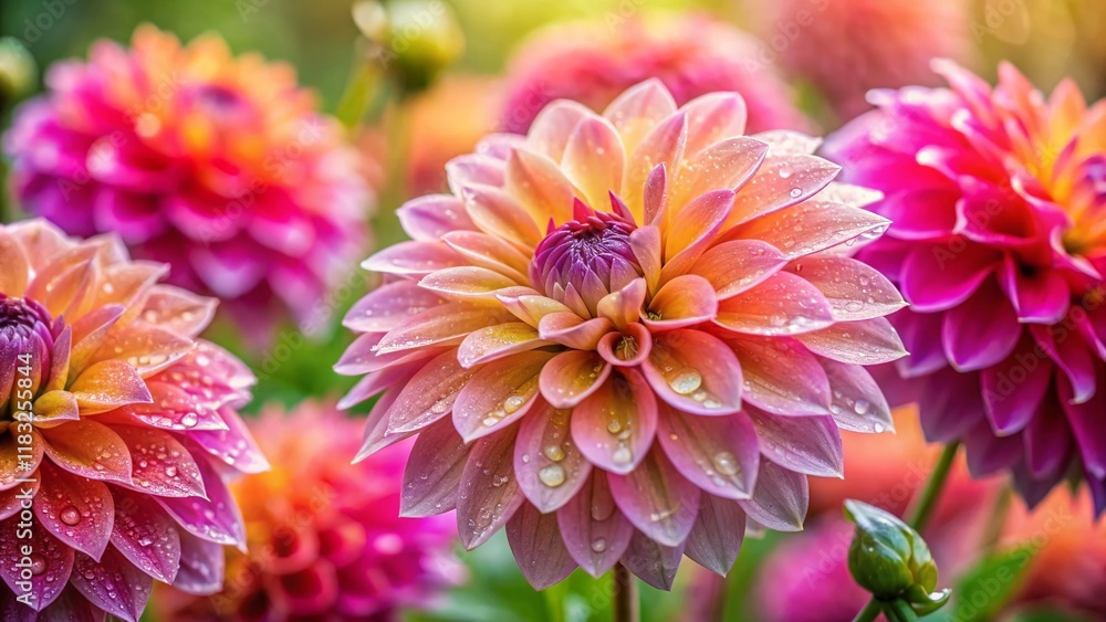 Misty Morning Dahlias: Macro Country Garden Photography Misty Morning Dahlias: Macro Country Garden Photography