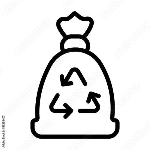 Garbage Bag Vector Line Icon Design