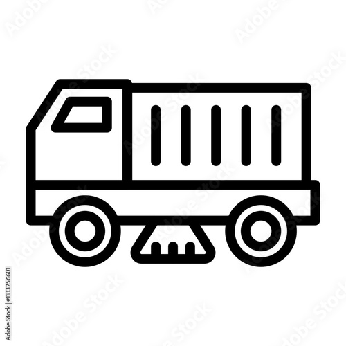 Street Sweeper Vector Line Icon Design