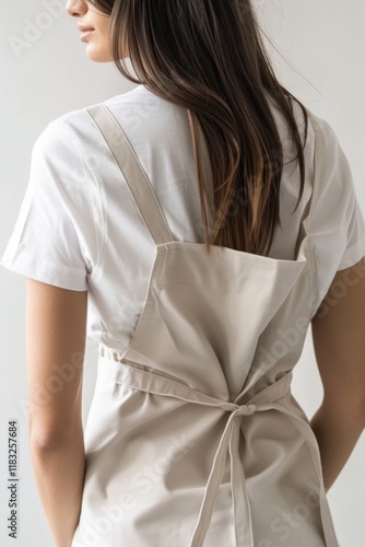 Back view woman apron photo