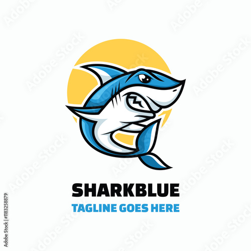 Shark Blue Simple Mascot Logo