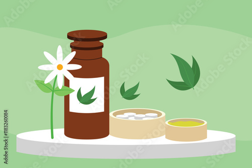 Homeophaty concept. Colored flat vector illustration isolated.