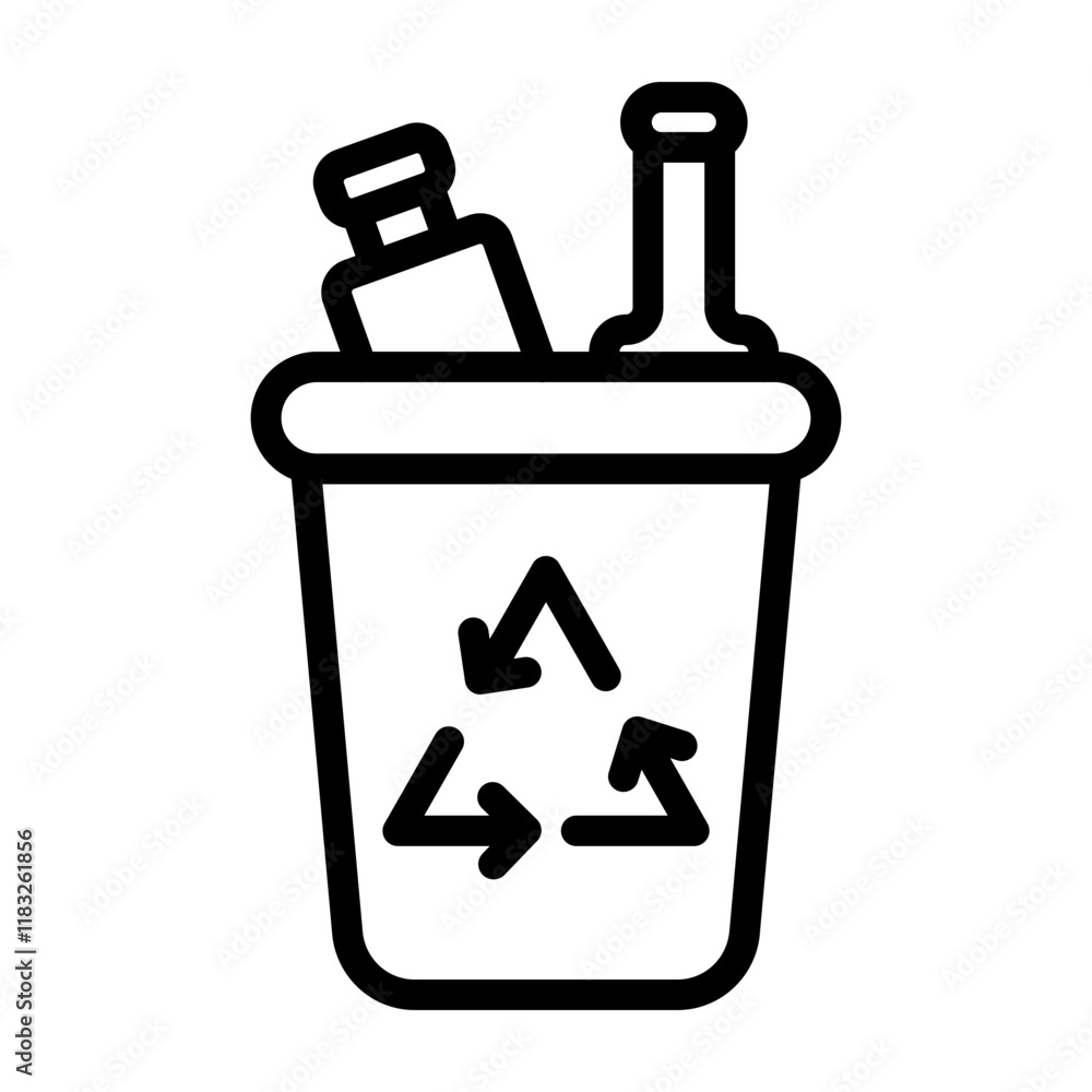 Plastic Waste Vector Line Icon Design
