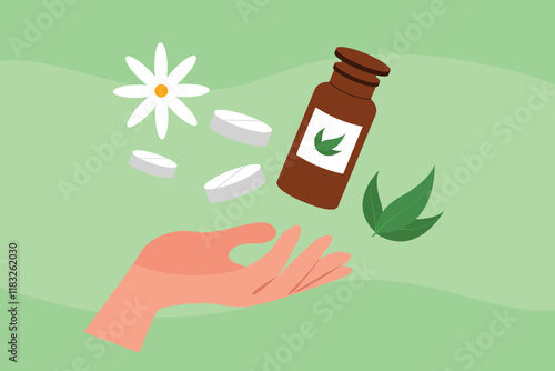 Homeophaty concept. Colored flat vector illustration isolated.