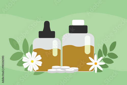 Homeophaty concept. Colored flat vector illustration isolated.