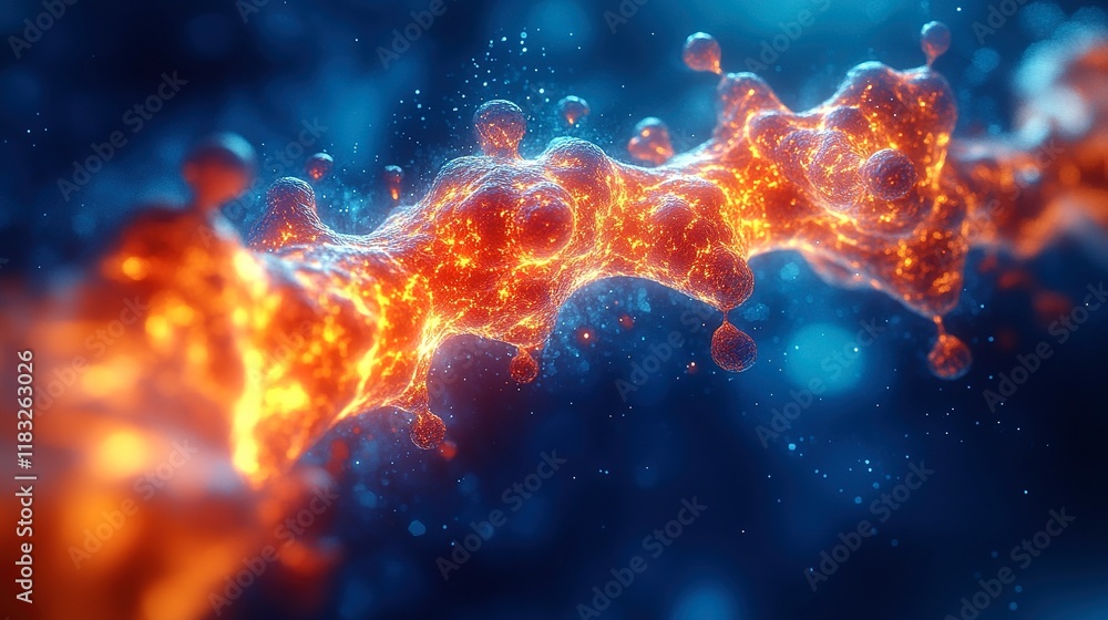 Abstract fiery chain flowing through dark space Abstract fiery chain flowing through dark space