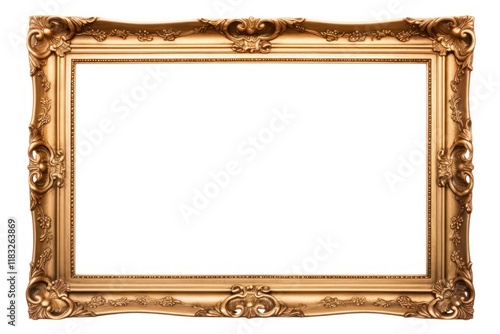 Gold Frame frame gold white background.