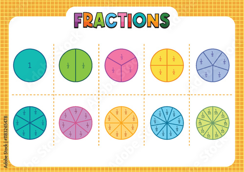 Colorful Fractions Educational Chart