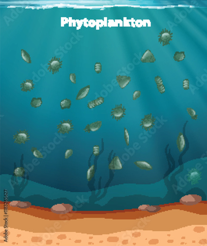 Underwater Phytoplankton Ecosystem Illustration
