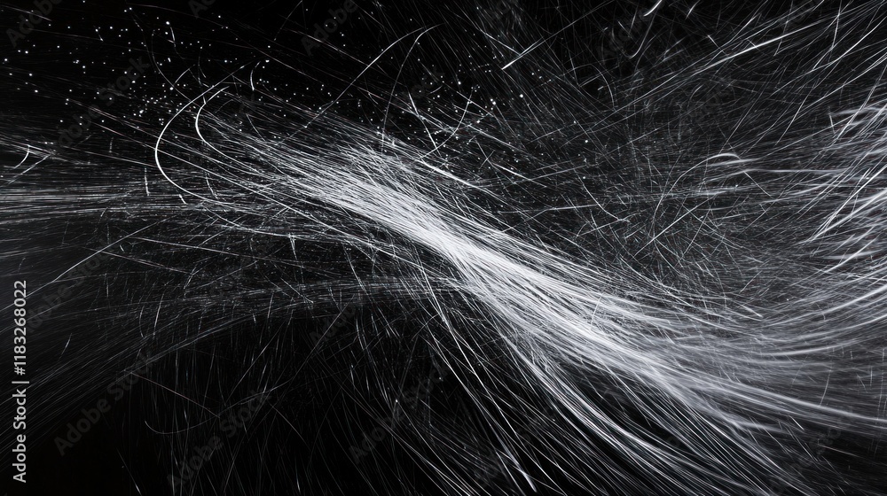 Fototapeta premium Abstract Light Trails Dynamic Streaks White Lines on Black Background Night Photography