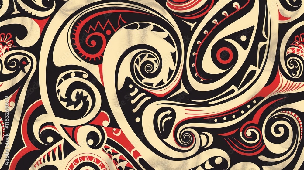 Obraz premium maori tattoo seamless pattern wallpaper