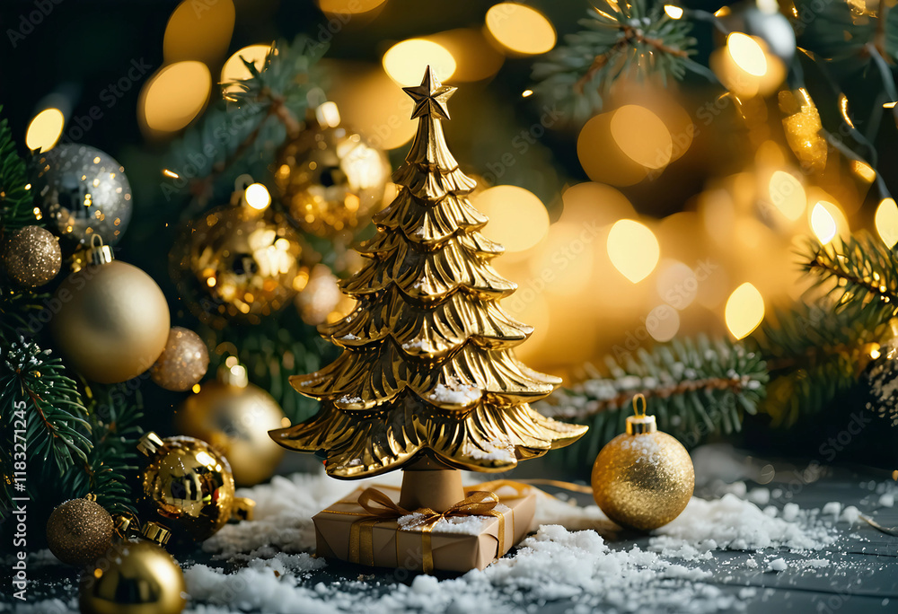Gold Christmas tree christmas background design Gold Christmas tree christmas background design