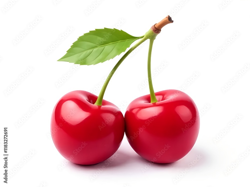 two cherries isolated on white