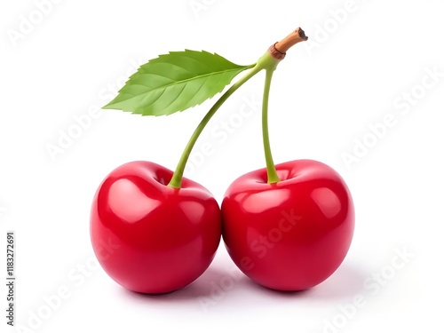Obraz na płótnie two cherries isolated on white w salonie