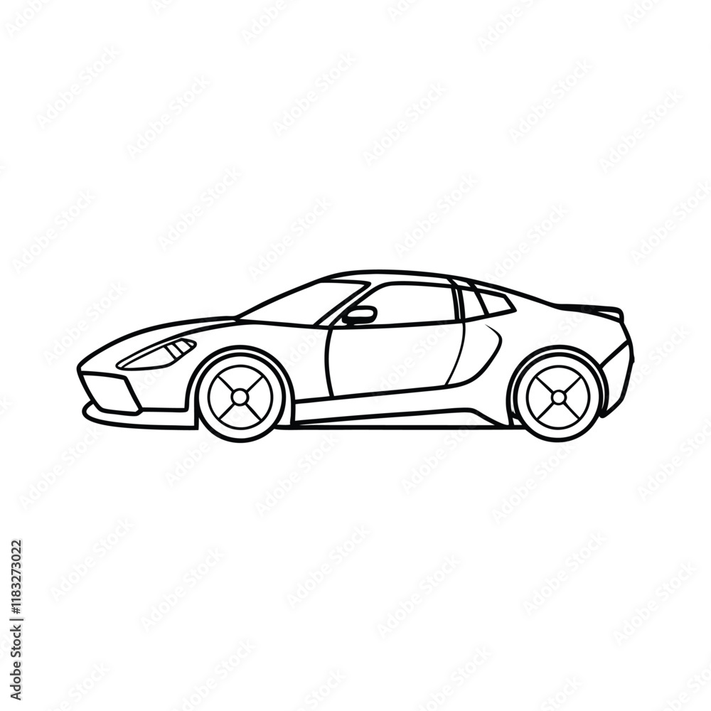 Fototapeta premium Car transport line art vector illustration