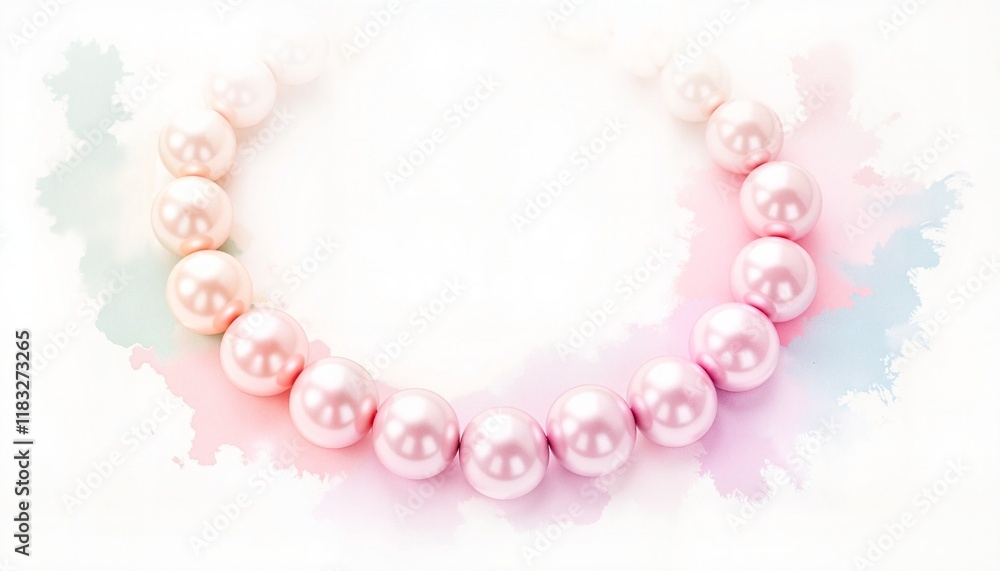 Obraz premium Beautiful collection of pink pearls on a string designed for elegant women s jewelry display