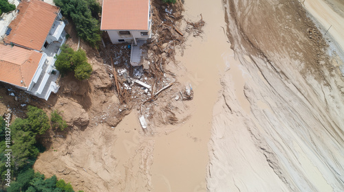 Aerial View of Flood Damage...