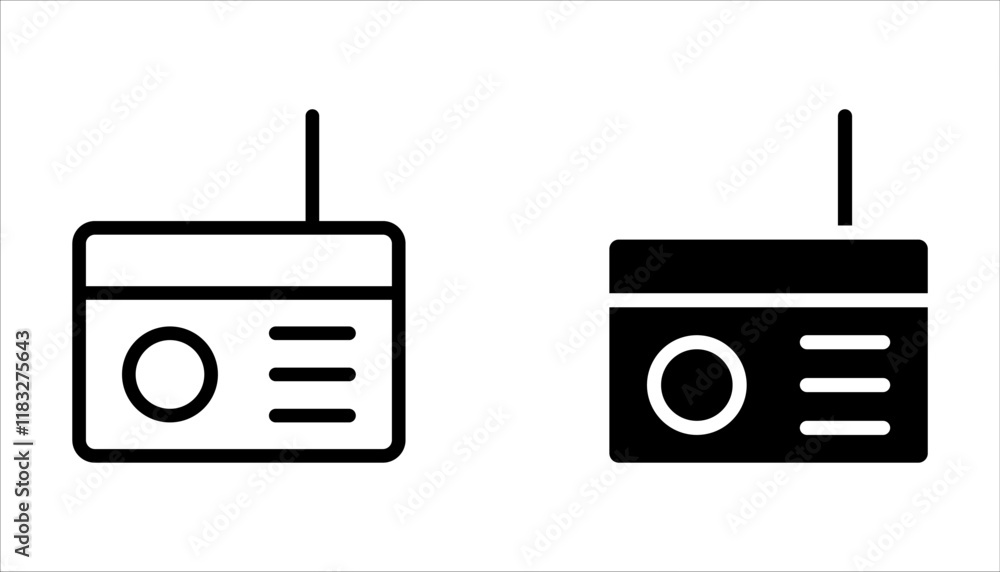 radio icon set, vector logo template on white background radio icon set, vector logo template on white background