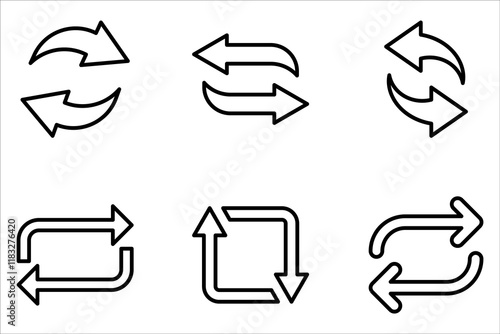 Repeat icon set. Repeating vector symbol on white background