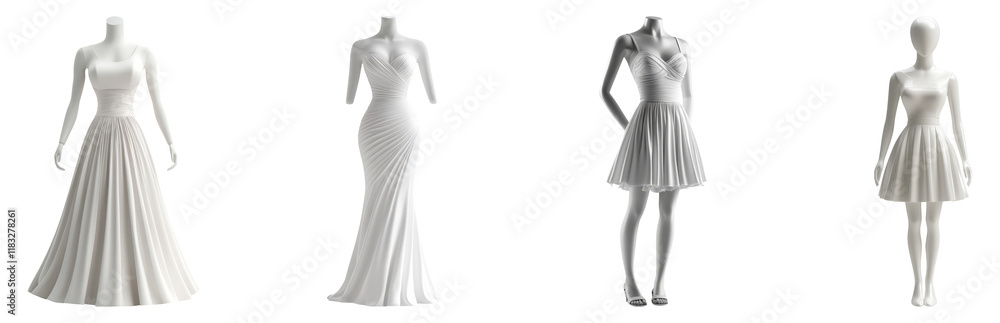 Elegant Dress Collection on Transparent Background for Fashion Display Elegant Dress Collection on Transparent Background for Fashion Display