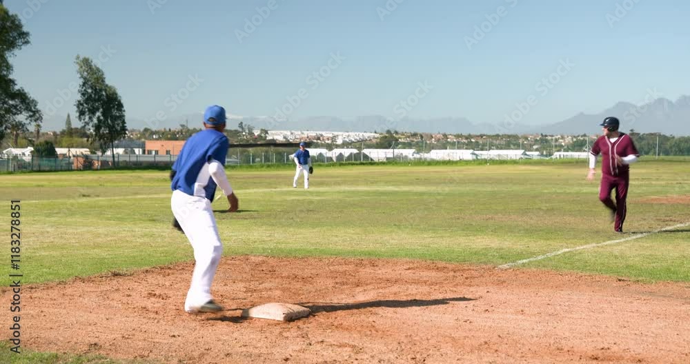 Helping teammate stand up, baseball player assisting another on field during game Helping teammate stand up, baseball player assisting another on field during game