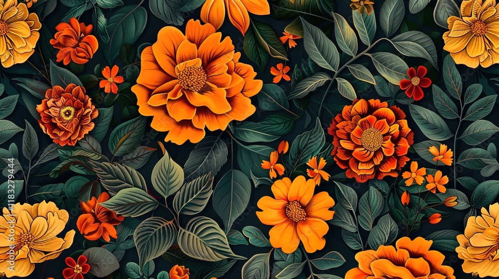 marigold seamless pattern wallpaper marigold seamless pattern wallpaper