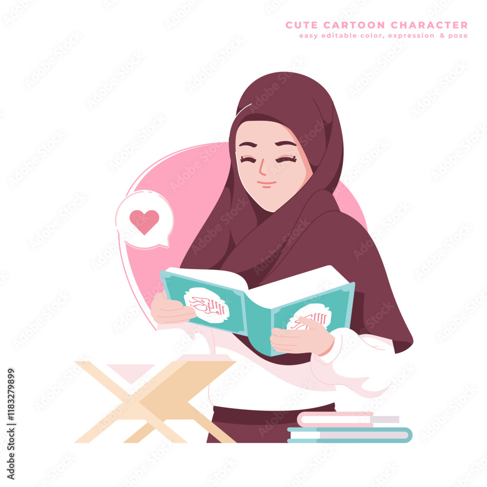 muslim girl loves quran cartoon character muslim girl loves quran cartoon character