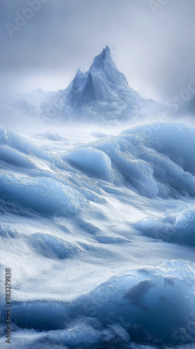 Wallpaper Mural Majestic icy landscape with towering peaks and frozen waves Torontodigital.ca