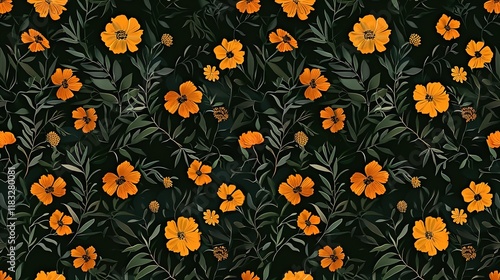 Wallpaper Mural marigold seamless pattern wallpaper Torontodigital.ca