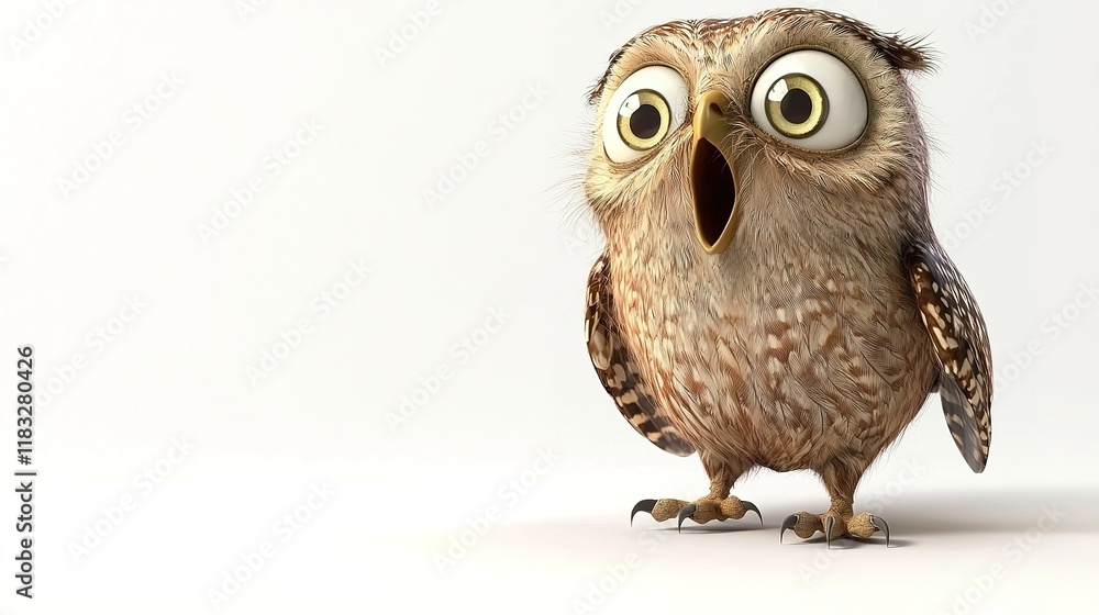 Fototapeta premium Surprised Owl: 3D Render