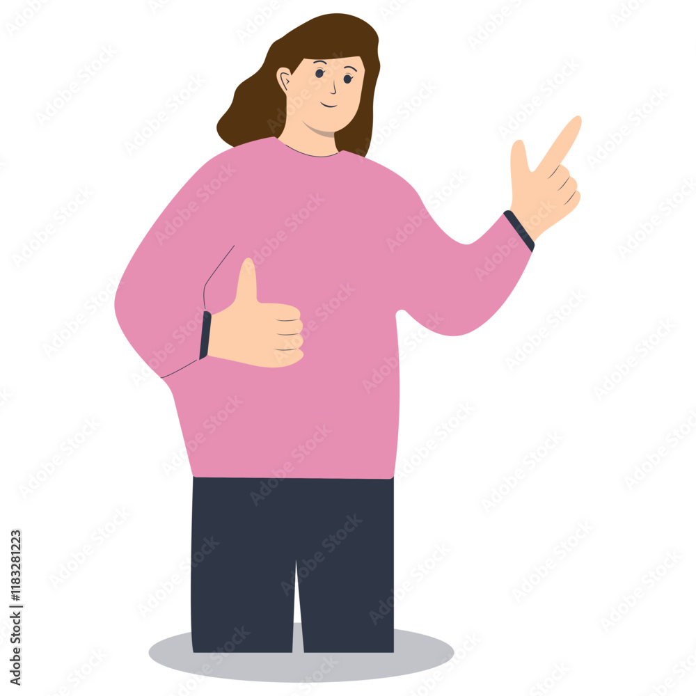 Happy People Pointing Character with Flat Cartoon Design. Vector Illustration Happy People Pointing Character with Flat Cartoon Design. Vector Illustration
