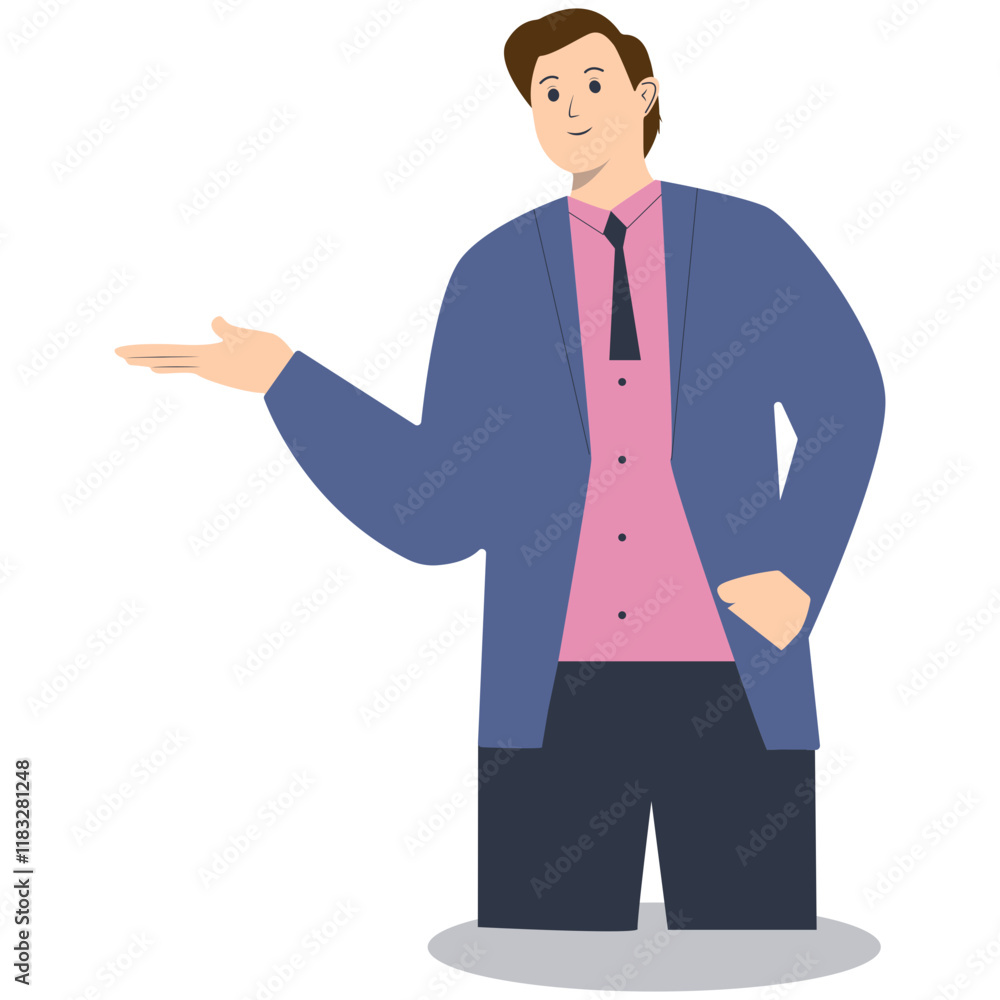 Happy People Pointing Character with Flat Cartoon Design. Vector Illustration Happy People Pointing Character with Flat Cartoon Design. Vector Illustration