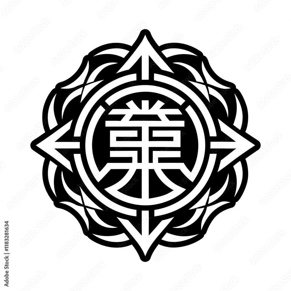 A glyph style icon of reiki motif symbol A glyph style icon of reiki motif symbol