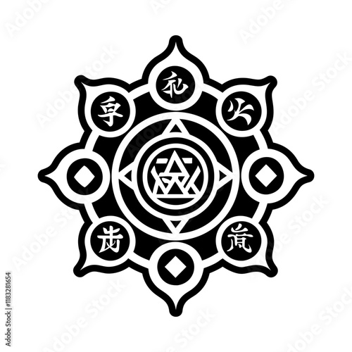 A filled style icon of chakra elements symbol