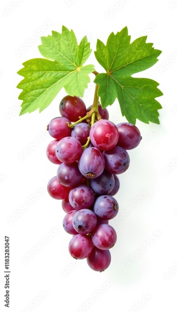 Fototapeta premium Single small grape vine branch isolated on white background, single stem, stem detail, botanicals