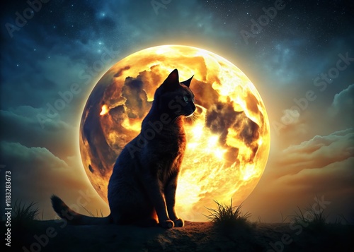 Mystical Moonlit Cat: A Low-Light Portrait of Feline Grace