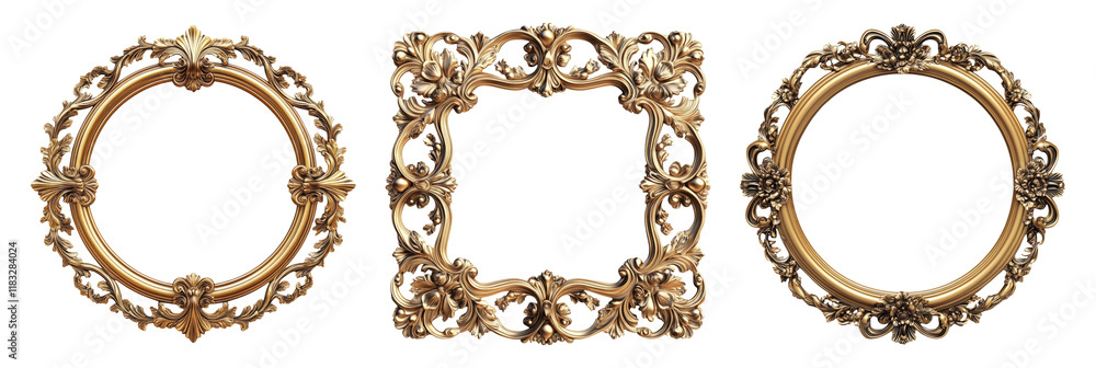 Elegant Decorative Frames in Various Styles on Transparent Background
