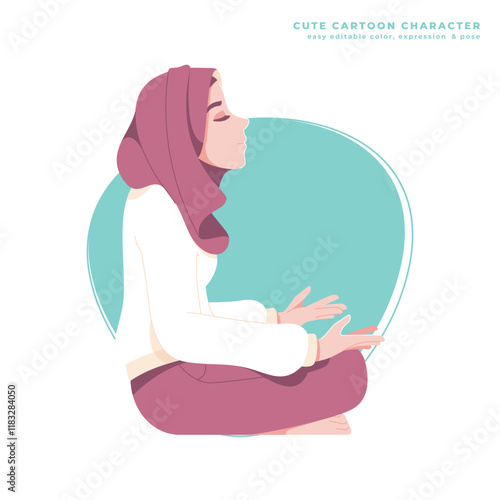 cute hijab girl cartoon character