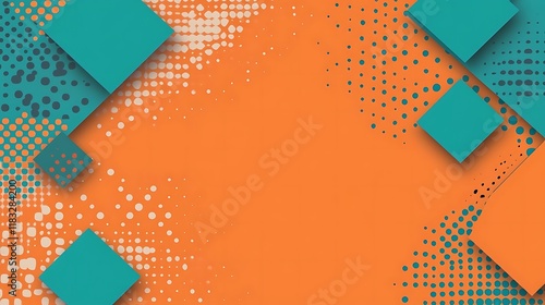 Wallpaper Mural Abstract Orange Teal Squares Dots Design Torontodigital.ca