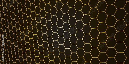 Abstract Golden Honeycomb Pattern with Gradient and Dark Background. Vector EPS 10