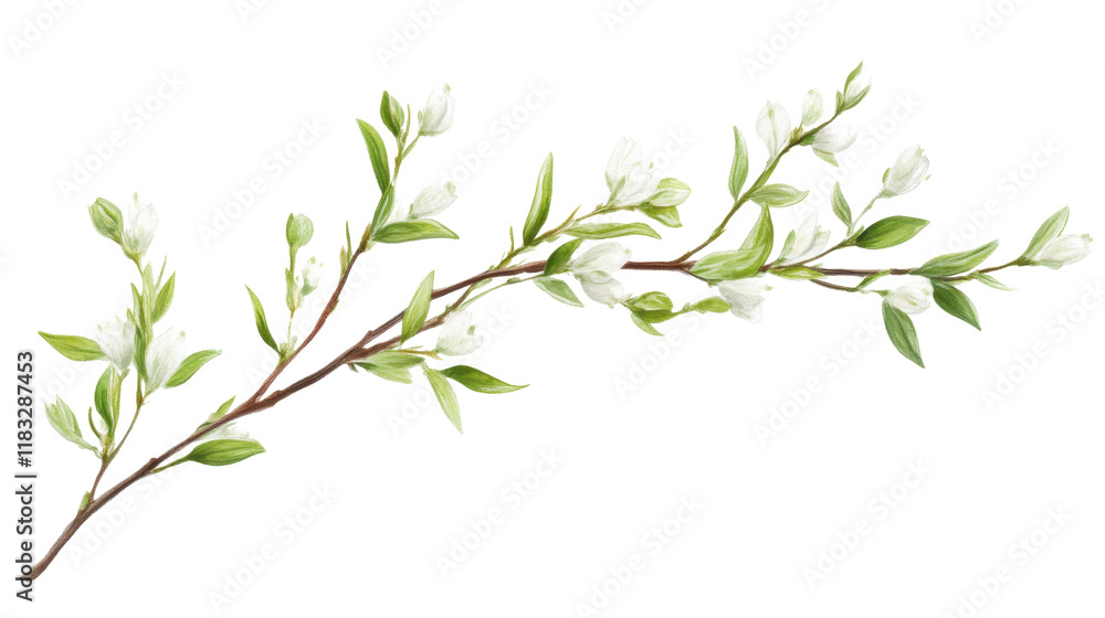 Willow branch isolated on white background Willow branch isolated on white background