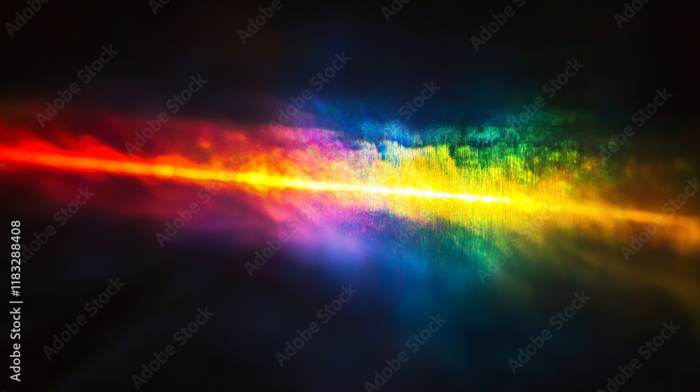 Obraz premium Colorful prismatic light leaks with rainbow bokeh effect