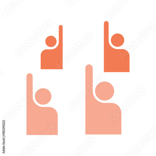 People hand up icon in flat color style