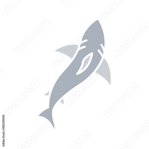 Shark icon in flat color style