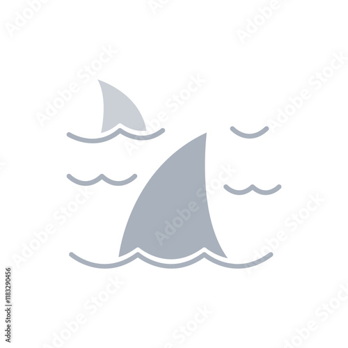 Shark icon in flat color style