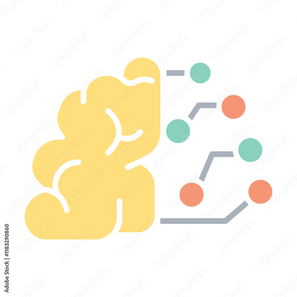 Ai, artificial intelligence, brain icon in flat color style Ai, artificial intelligence, brain icon in flat color style